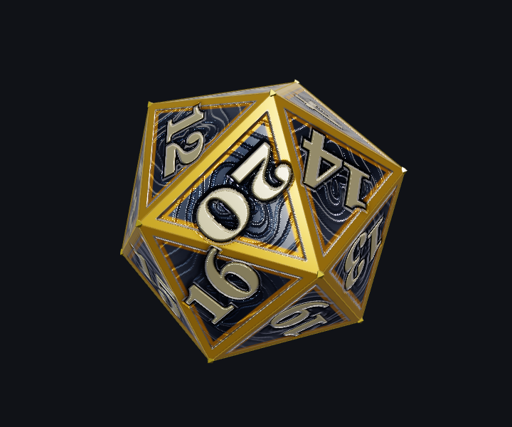 Dragon Metal D20 rendered from the game model